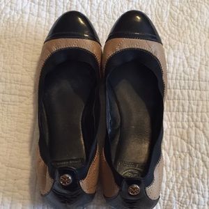 Tory Burch tan and black flat